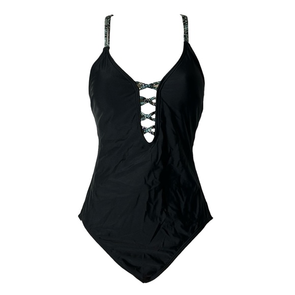 Ambrielle Other - Ambrielle Swimwear Black Strappy Lace Up One Piece Swimsuit Size Small